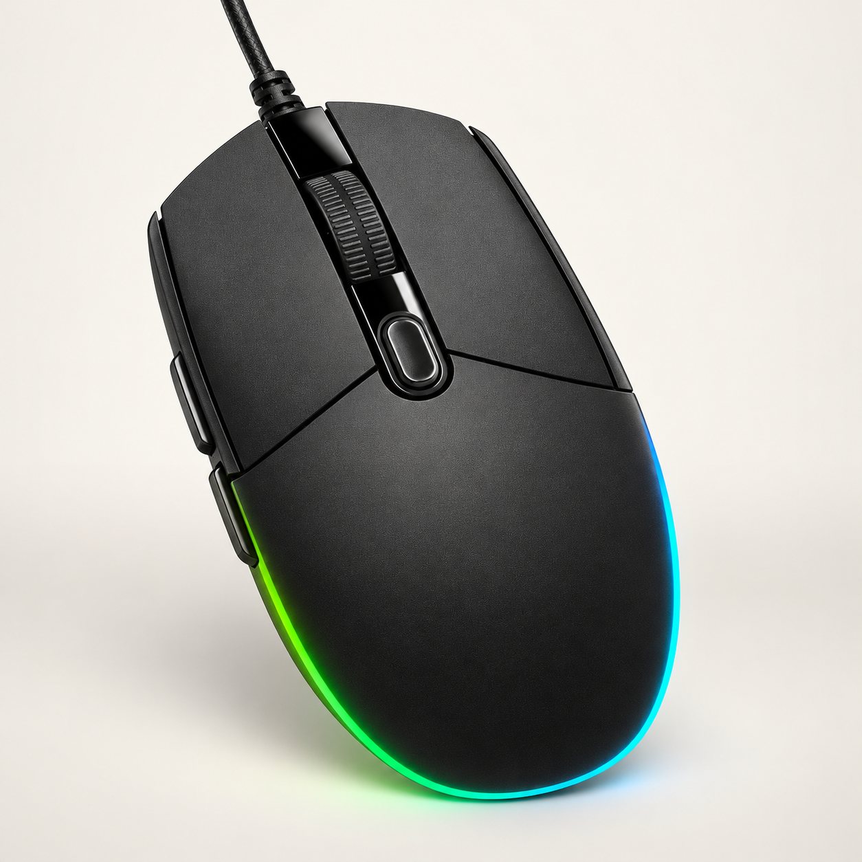 Souris gamer filaire noire Mars Gaming avec éclairage RGB sur le pourtour.